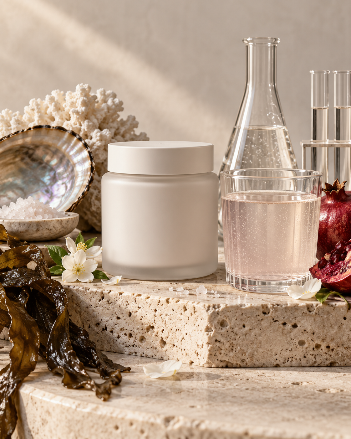 Marine-inspired collagen ingredients and an unbranded jar